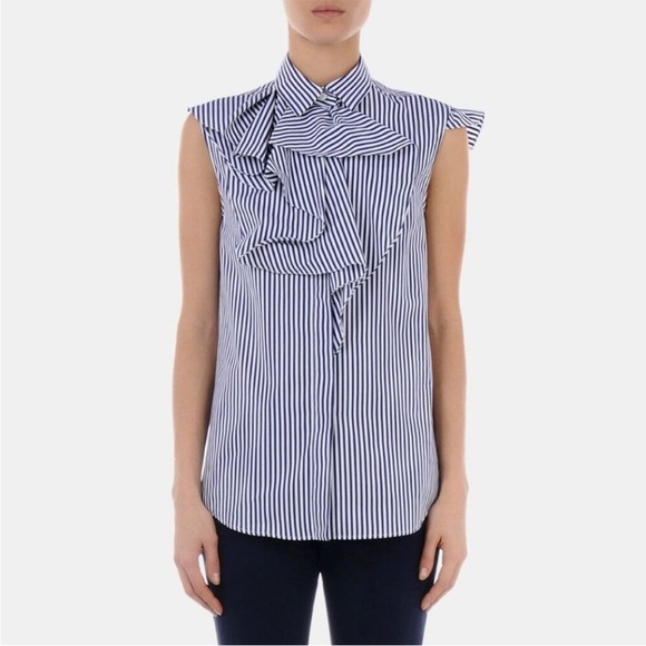 Jil Sander Tops - Jil Sander striped ruffle sleeveless blouse, size 36 aghata